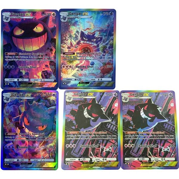 3Pcsset DIY Anime Collection Card Gengar HP170 English Spooky Shot Refractive Color Relief Card Kid Gifts Toy L250928BV79