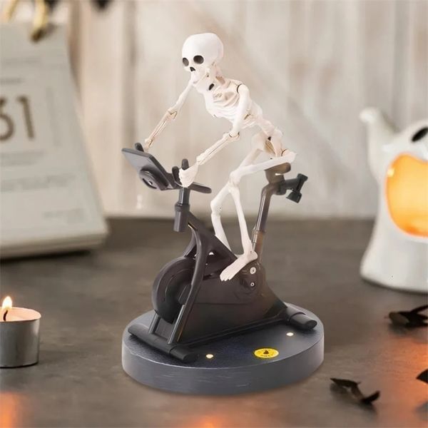 1PC Animatronic Skeleton Resin Statue Riding Bike Funny Animated Skeletons Halloween Decorations Novelty Desk Ornament Gifts 250212