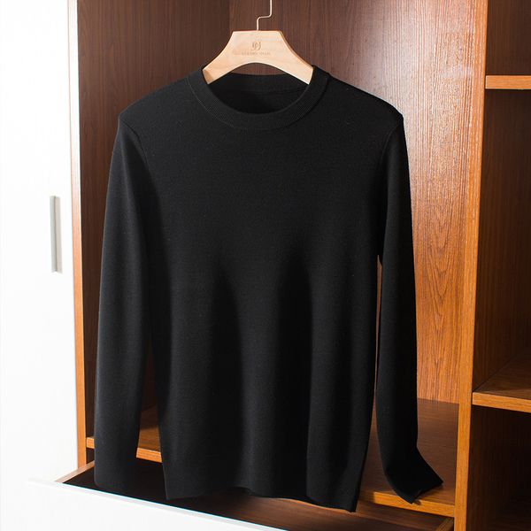 135Men Wool Sweater Four-pin Thick Warm Round Neck Autumn and Winter Bottoming Knitted