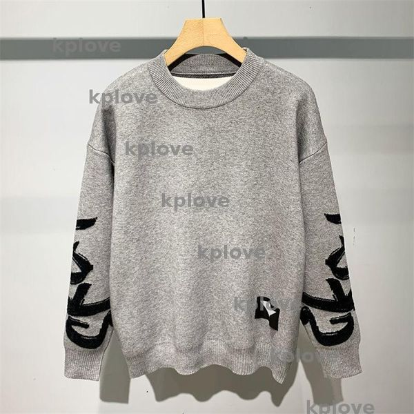 Mens Sweater Designer Pullover Letter For Spring And Autumn Hoodies New Round Neck Loose Top Warm Knitted Sweater, Black 
Mens Sweater Designer Pullover Letter For Spring And Autumn Hoodies New Round Neck Loose Top Warm Knitted Sweater, Black
