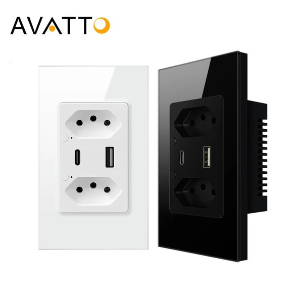 AVATTO Tuya WiFi/ZigBee Smart Brazilian Wall Socket16A USB/Type C Individual Control Outlets Fast Charger For Google Home Alexa 250106