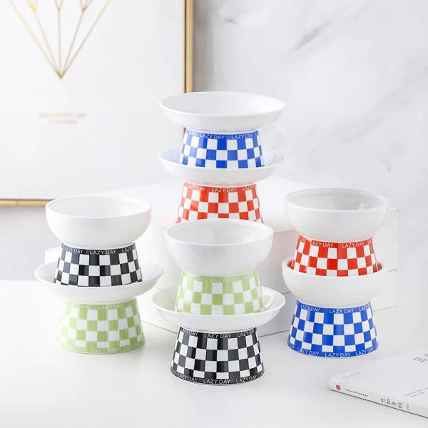 142694 Double-bowl cat bowl, separate food and water, reasonable partition, one bowl for two purposes, saves space and is more convenient