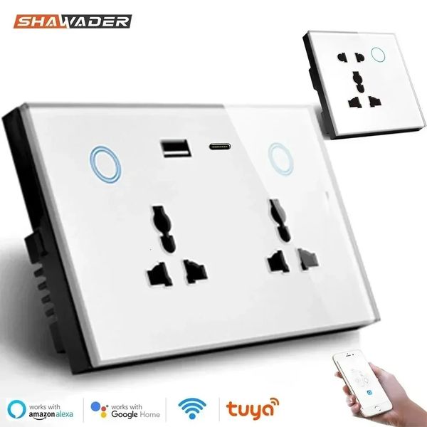 Shawader Tuya Wifi Smart USB Type-C PD 20W Wall Socket Universal Electrical Plug Outlet Power Switch WirelessAlexa Google Home 250106