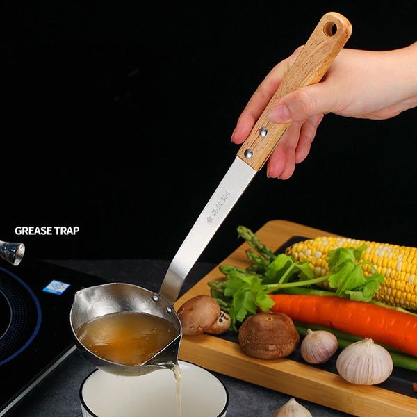 Kitchen Oil Filter Spoon Separate Grease Skimmer Ladles Stainless Steel Long Handle Scoop Pot Strainer Gadgets 250106