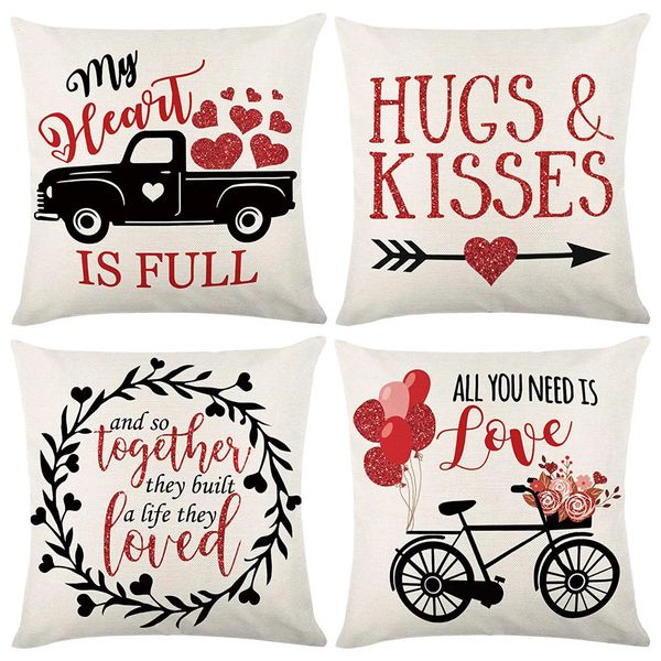 Valentines Day Covers 45 x Cm Set of 4 Decorations Living Room Sofa Office Pillowcase Soft And 18x18 Inch 250109