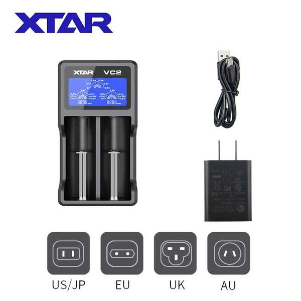 New Arrival XTAR VC2 18650 Battery Charger Test Batteries Capacity Display USB Charger For 10400-26650 Li-Ion Battery 21700 18650 Charger T250114