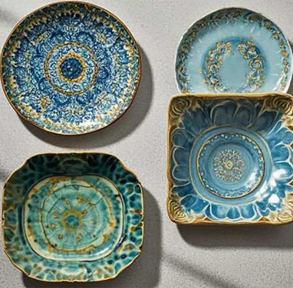 2026 Personalized Western cologne Plate Tableware Dark Decoration Ceramic Dinnerware Deep Blue Colorful Set Chinese Color Dishes Plates Cups Kit Gift Restaurant