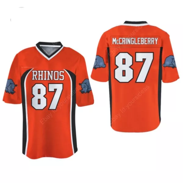 Custom Vintage Hingle McCringleberry #87 Rhinos Football Jersey Stitched Orange Size S-4XL High Quality Free Shipping