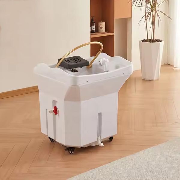 Professional Shampoo Bed Sink Portable Stylist Head Spa Hair Washing Basin With Water Circulation Movable Salon Furniture