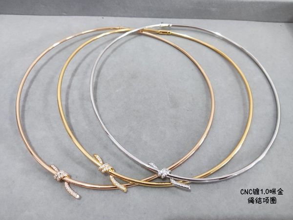 Luxury Choker Top Quality Copper With 18k Gold Plated Knot Brand Designer Twisted Butterfly Charm Short Choker Collar For Women Jewelry Party Gift