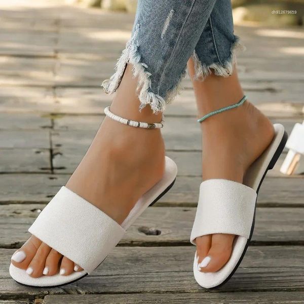 Slippers 2025 Women's Shoes Basic Fashion Shallow Daily Women Peep Toe Plus Size Flat