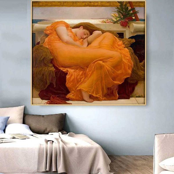 Frederic Leighton Flaming June Canvas Art Oil Painting — compare prices at CompareOffers