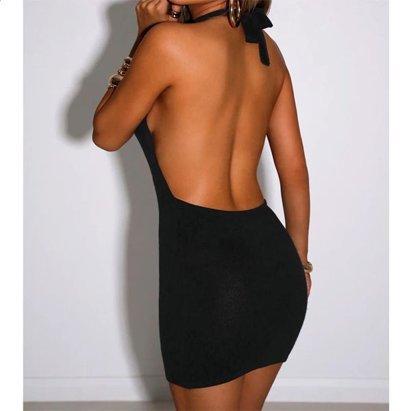 Sexy Bodycon Wedding Party Dresses Backless Spaghetti Straps Clubwear Mini Dress Halter Summer Outfits For Women Drop