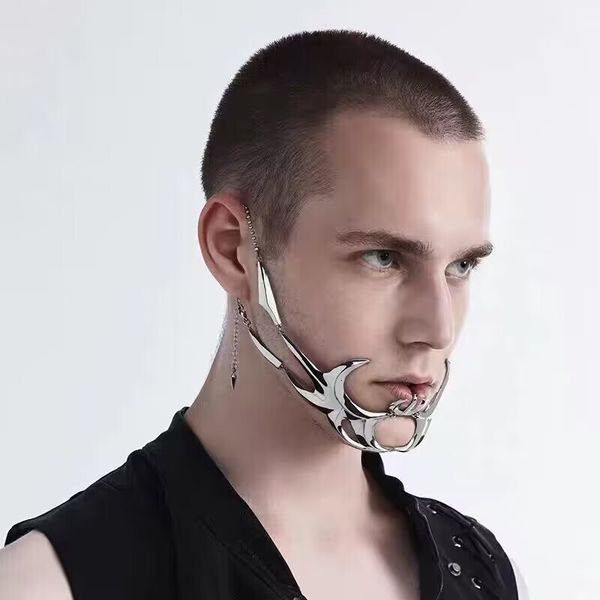 Mechanical Blood Blade Design Alien Fluid Lip Ring Face Jewelry Earrings Set Adjustable for Men and Women