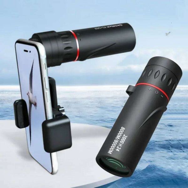 2000X24 Mini Monocular Telescope Waterproof Portable HD Night Vision Binocular Outdoor Camping Climbing Birdwatching Telescopes