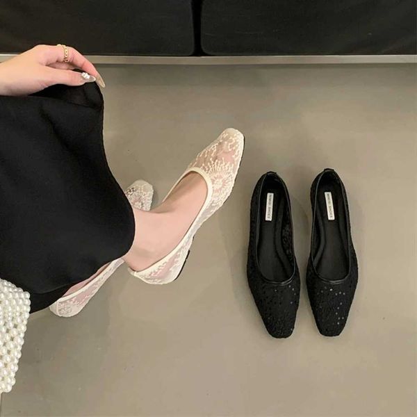 Women's Mesh Ballet Flats with Lace Embroidery
