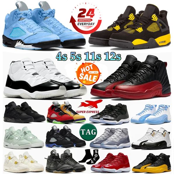 Basketball Shoes 4 4s 5s 11s 12s Unc Top Mens Womens Fire Red Metallic Black Cat SP Infrared Retro Carmine White Cement Grey Pink Trainers Outdoor Sports Sneakers