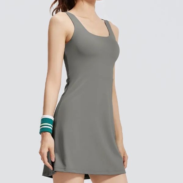 Women Summer Wide Shoulder Strap U-shaped Beautiful Back Yoga Dress Sports Tennis Skirt With Built-in Bra Pads Anti-wardrobe Malfunction, White
Women Summer Wide Shoulder Strap U-shaped Beautiful Back Yoga Dress Sports Tennis Skirt With Built-in Bra Pads Anti-wardrobe Malfunction, White