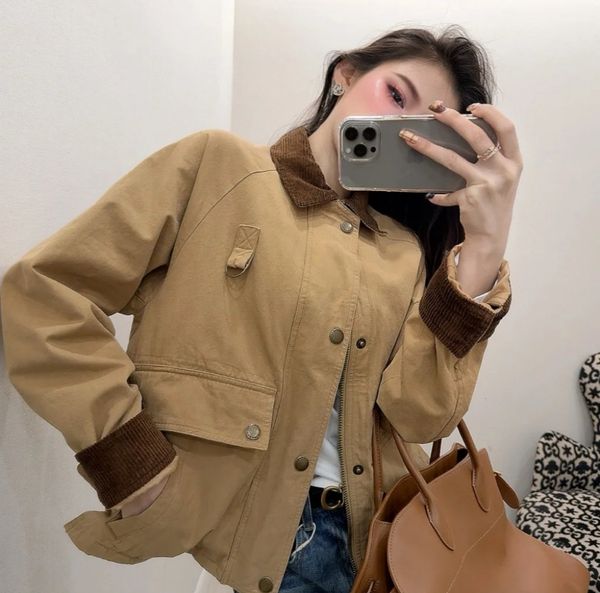 Womens Khaki Bomber Jacket Retro Utility Style Fashion Workwear Coat Streetwear Outerwear Asian Size Turn Down Collar Ladies Jacket, R14-blue
Womens Khaki Bomber Jacket Retro Utility Style Fashion Workwear Coat Streetwear Outerwear Asian Size Turn Down Collar Ladies Jacket, R14-blue