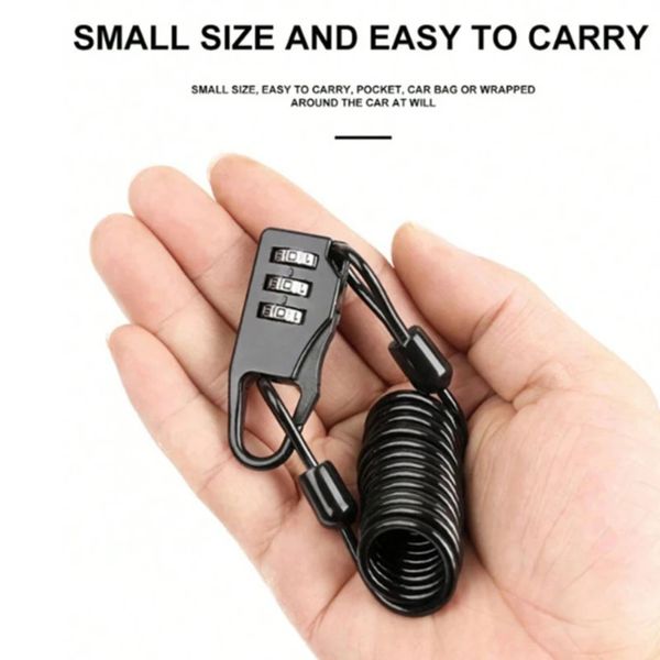 Motorcycle Bicycle Helmet Locks Durable Steel Wire Antitheft Cable Digital Password Lock Portable Mini Safety Chain Padlock 250729