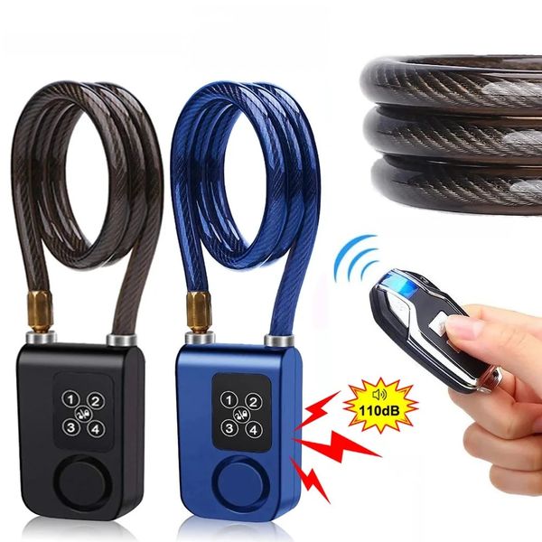 Bike Lock 110dB Waterproof Security Bicycle Cable with Remote Control 4Digit Password Motorcycle Burglar Alarm for Oudoor 250729