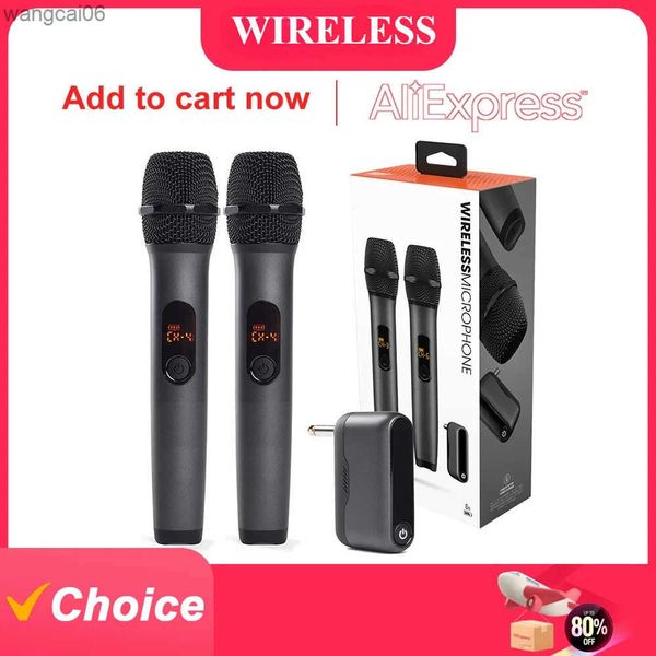 Wireless Microphone 2 Channel UHF Wireless Cordless Handheld Microphone Karaoke Mic System For J-JBL Church Party Speaker L250806