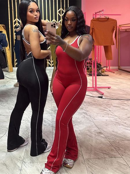 Weird Puss Sporty Women Jumpsuits Fitness Casual Summer Oneck Sleeveless Backless Skinny Overalls Female Active Workou Overall 250807BJ