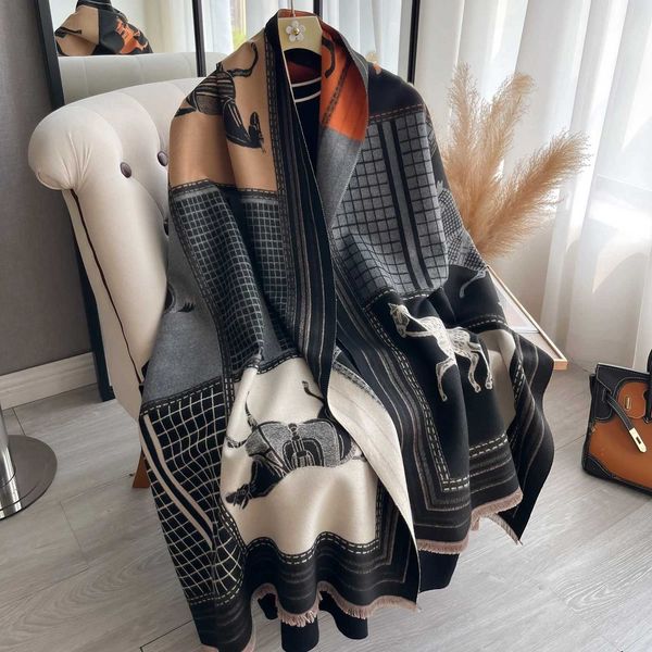 designer throw blanket Autumn/Winter Women Pashmina Shawls and Wraps Cashmere Blanket Warm Thick Stoles for Ladies Outdoor Scarf
