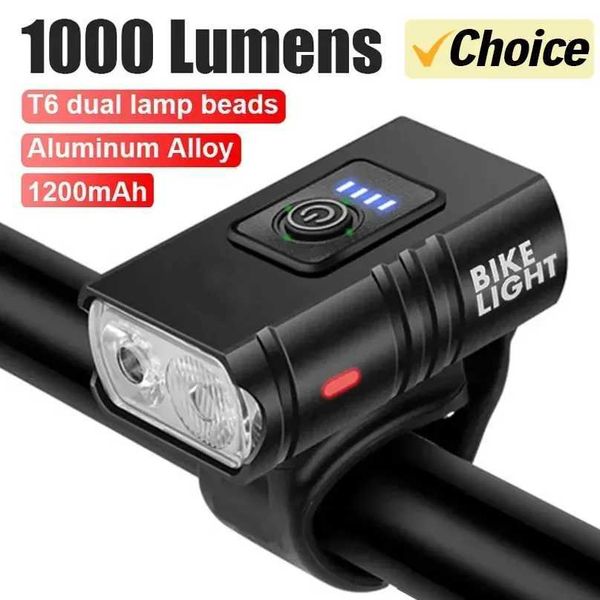 1000LM Bike Light Headlight T6 Bicycle Flashlight LED USB Rechargeable Torch Cycling Front Lamp High Beam Accessories Z250809