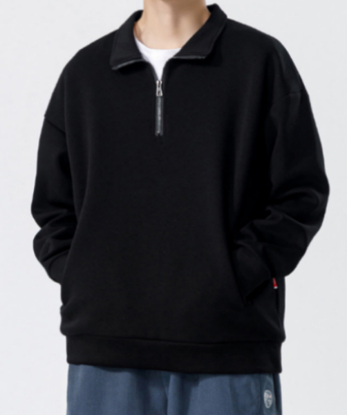 321 Turtleneck Sweatshirt for Men Autumn and Winter Thickened Loose Trendy Solid Color Casual