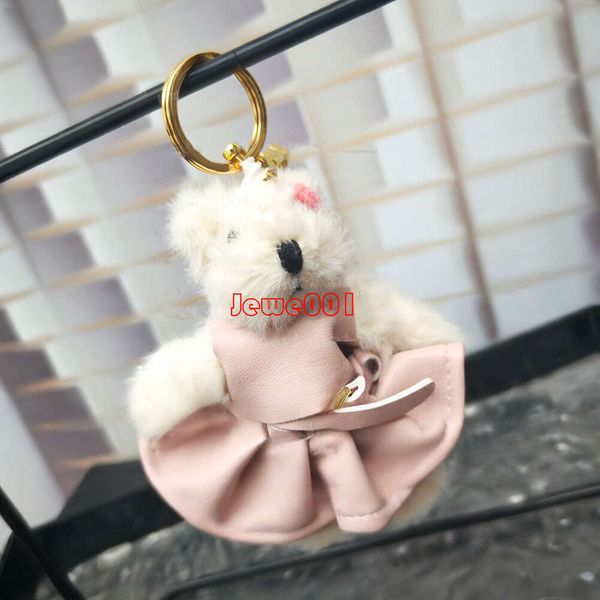 Fluffy Teddy Designer Keychain Enamel Robot Pendant Key Chain Fashion Bag Charm For Women Classic Men Keychains Couple Ornaments Pink Plush Doll
