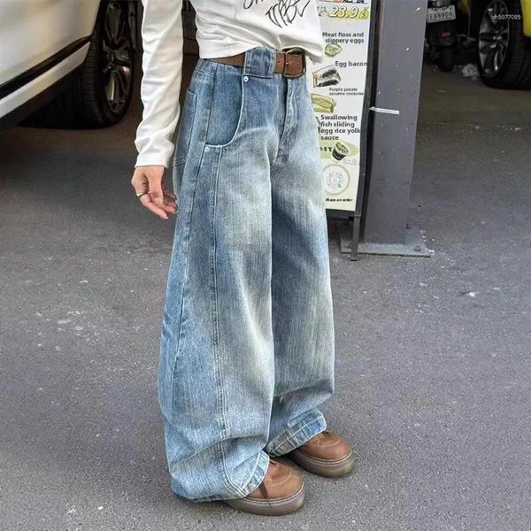 Men' Jeans Loose Wide Leg Casual Women' American Retro Deconstructed Knife Edge High Street Trousers, Blue
Men' Jeans Loose Wide Leg Casual Women' American Retro Deconstructed Knife Edge High Street Trousers, Blue