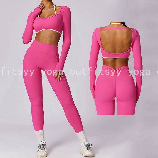 DHgate Womens Workout Leggings Long Sleeves Crop Top Gym Athletic Clothing High Waist Yoga Tight Pants sold by DHgate