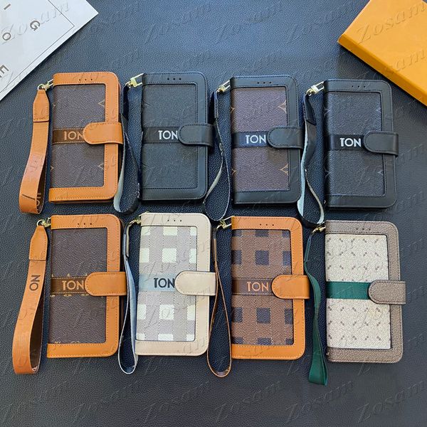 Trendy Leather Designer Phone Cases For Iphone 17 Air 16 15 14 Plus 13 12 11 Pro Max Flower Letter Folio Wallet Case Magnet Cover Samsung Galaxy S26 S25 S24 S23