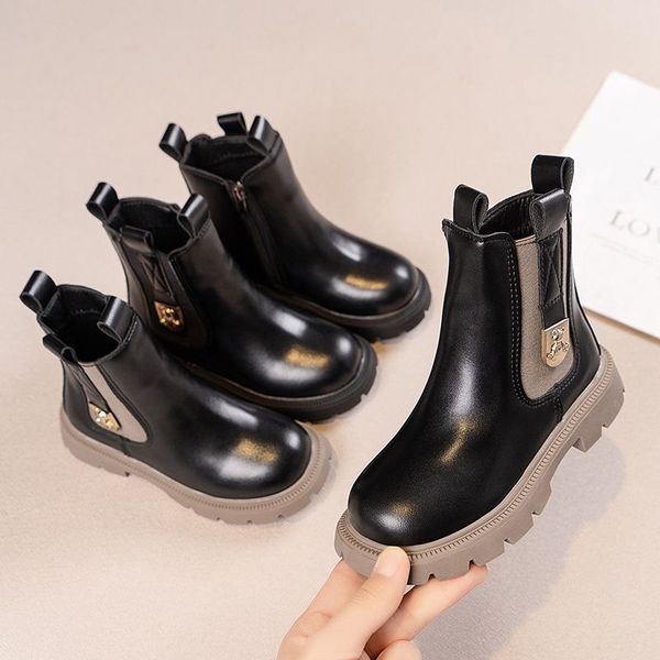 Winter Girls Boots Kids Shoes Girl Fall Fashion Toddler Boots British Child Winter Warm Waterproof Happysteps Boy Ankle Boots Sizes US9C-US4Y