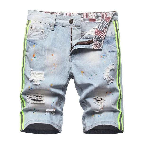 Men Holes Light Blue Denim Shorts Summer Jeans Shorts Quality Male Staight Knee Length Jeans Painted Streetwear Denim Shorts 42, Purple
Men Holes Light Blue Denim Shorts Summer Jeans Shorts Quality Male Staight Knee Length Jeans Painted Streetwear Denim Shorts 42, Purple