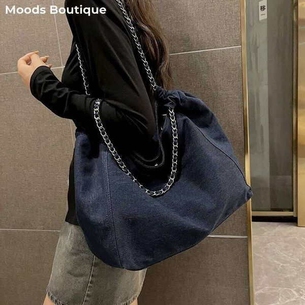 Mirror Chic Style Big Chain Shoulder Tote Bags For Women 2023 Designer Handbags Denim Fabric Pure Color Large Capacity Shoppers, Black
Mirror Chic Style Big Chain Shoulder Tote Bags For Women 2023 Designer Handbags Denim Fabric Pure Color Large Capacity Shoppers, Black