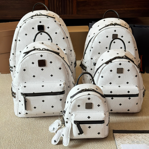 Fashion Stark Visetos side studded backpack tote bag Luxury designer Backpack leather school bag Womens Knapsack Outdoor travel book bag back pack handbags