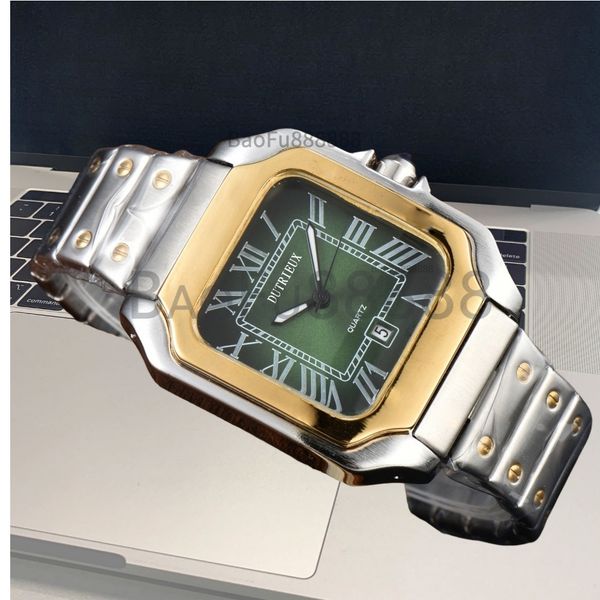 Fashion Square Dial Quartz Wristwatch Luxury Watches for Men Automatic Date Steel Strap Daily Business Designer Watch Fashion Male Clocks for Gift Wholesale