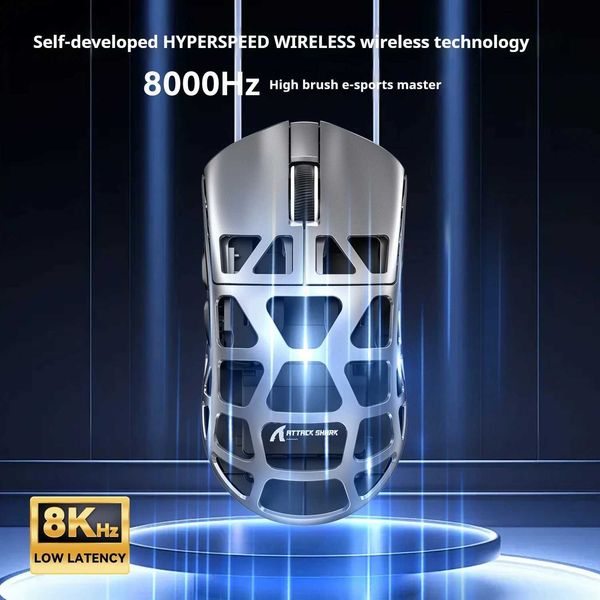 Attack Shark R3 Mouse Magnesium Lightweight Paw3395 Tri-Mode Etooth Wireless CNC 8K Gaming Portable Laptop Desktop Tablet XJ250819