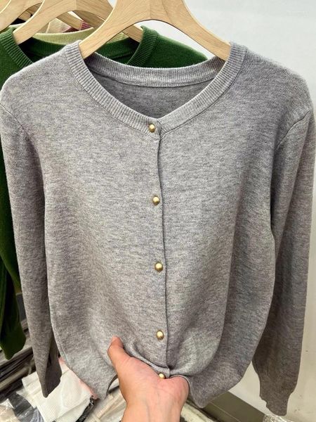 Women's Knits Long Sleeve Sweaters Cardigan Spring Autumn Women O-Neck Knitwear Tops Clothing Fashion Basic