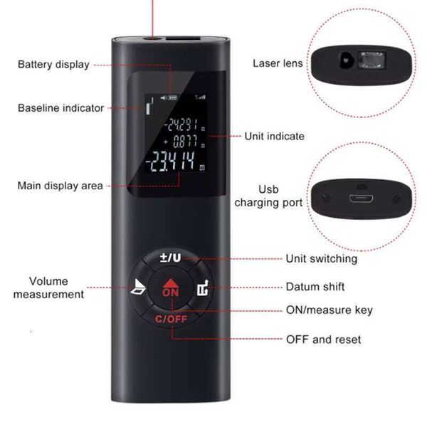 Portable Handheld Tool (Usb Rechargeable) 40M/60M Mini Intelligent Laser Rangefinder Measuring Infrared Rangef