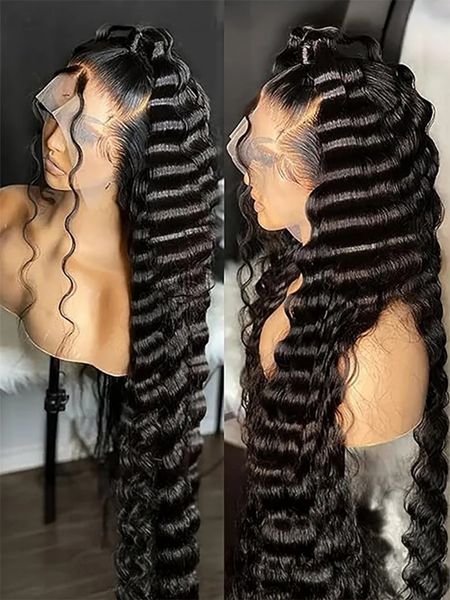 250 Density Brazilian Deep Wave Frontal Wig Hd 360 Full Lace Wig Curly Human Hair Wig Glueless Wear And Go Water Wave Synthetic Lace Front Wigs