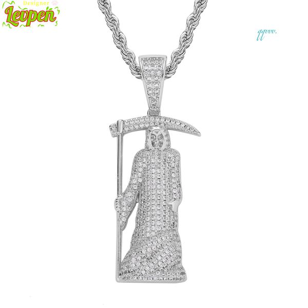 Gold Plated Moissanite Skull Pendant Necklace