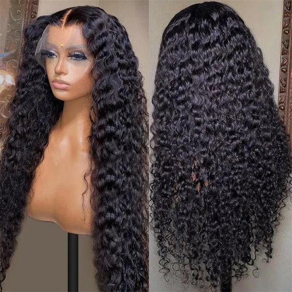 Deep Frontal 34 36 Inch Curly Human Wigs Water Wave Lace Front Brazilian 13x4 Wear And Go Glueless Wig With Baby Hair For Wemon