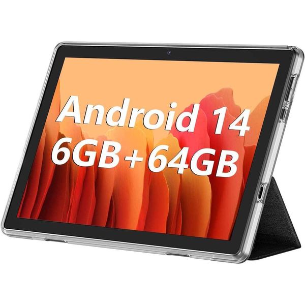 Tablet, Android 14 Tablet, 6GB RAM, HD Touchscreen, 6000mAh Battery, Bluetooth Supported, 2-in-1 with Card Slot, GMS Supported, WiFi Supported (Black)