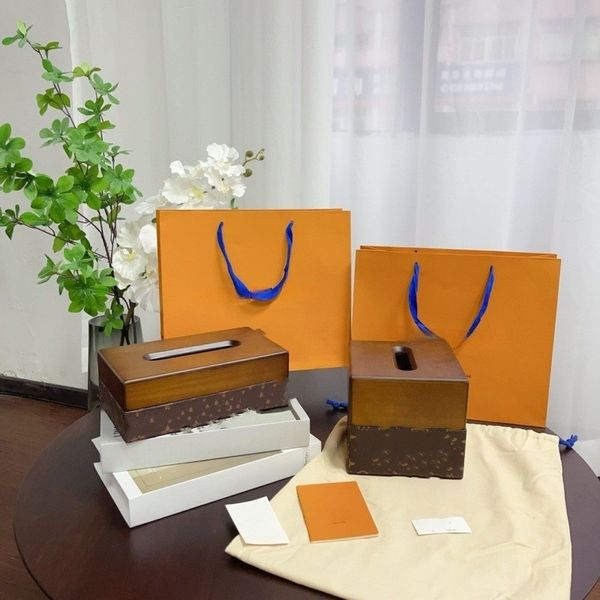 New Style Modern Solid Wood Tissue Box European Style Leather Multi-functional Luxury Storage Tissue Drawer for Home Decoration