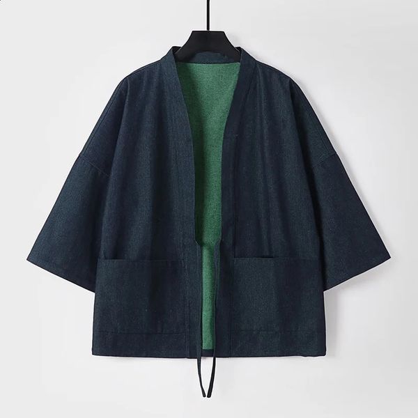 Denim Shirts Men 8XL 9XL Plus Size Kimono Summer Cardigan Jacket Fashion Casual Solid Colour Big