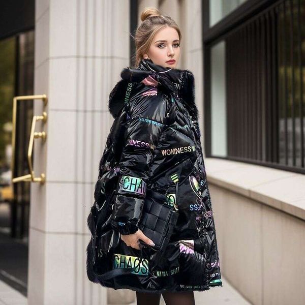 2025 Fashion New Bright Fabric Thick Warm Winter Jackets Women's Cotton Padded Coats Mid-Length Women Parkas Female Outerwear
