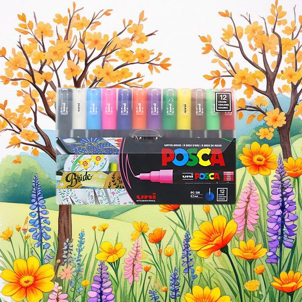 UNI POSCA Marker Set 1m 12 Color Art Supplies Office Drawing Markers Anime Hand Drawing Stationery Art Graffiti Pens for Professional Use 
UNI POSCA Marker Set 1m 12 Color Art Supplies Office Drawing Markers Anime Hand Drawing Stationery Art Graffiti Pens for Professional Use